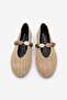 Women's Mary Jane Stoned Daily Ballet Flats Latari Beige Straw - 7