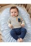 100% Cotton 0-3-6-9-12 Months Baby Boy Scoop Embroidered Thin Seasonal 2-Piece Top and Bottom Baby Set