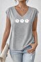 Women's Mix Printed V-Neck Sleeveless Regular Fit Comfortable T-Shirt