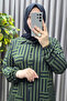 Women's Clothing Plus Size Space Fabric Maze Pattern Buttoned Shirt Dress - 5