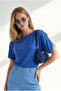 Women's Cobalt Blue Sleeveless Boat Neck Blouse Blz-19003434 - 2