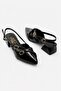 Women's Patent Leather Pointed Toe Cross-Strapped Buckle Short Heeled Open-Back Shoes - 5