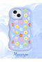 iPhone 15 Compatible Case Camera Protector Blue Silicone Couple Phone Case Floral Pattern - 2