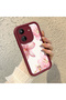 Xiaomi Redmi 13C Compatible Case Camera Protector Burgundy Silicone Couple Phone Case Floral Pattern - 2