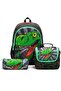 Three-Compartment'Dinasour' Printed Primary School Bag, Thermos, Lunch Box and Pen Holder 3-Piece School Set