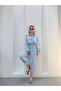 Women's Blue Tencel Shirt-Shalwar Trouser Set Frv10 - 6