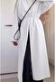 Poplin Fabric High Collar Oversize Slit Long Abaya Tunic - 4