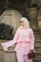 Women's Ruffle Detail Layered Wrinkled Double Suit Pink - 3