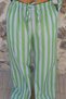 Green Blue Striped Peplum Blouse Pants Set - 5