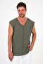V-Neck Dirty Cut Detailed Pocketed Zero Sleeve T-Shirt Comfortable Cut - 4