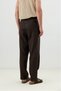 Brown Linen Blend Men's Trousers with Elastic Waist - 5