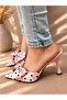 Hendi̇ Powder Pink Polka Dot Satin 10 cm Thin Heel Slippers