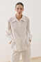 Striped Patchwork Modal Shirt Ecru - 6