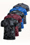 5-Pack Men's Moisture Wicking Quick Dry Athletic Technical Camouflage Patterned Sports T-Shirt Black-Burgundy-Navy Blue-Blue-Smoke