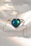 Fluorite Natural Stone Ring Heart Cut Adjustable Ring