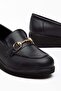 Large Size Women's Lace-Up Shoes with Black Buckle and Stitching - 2