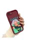 iPhone 7/8/Se 2020 2022 Compatible Case Camera Protector Burgundy Silicone Couple Phone Case Girl Pattern - 3