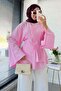 Modal Tunic with Skirt Flounces and Tie Back - Pink