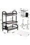 Multi-Functional Kitchen Drying Rack Stand, Large Capacity 3-Level Dish Organizer with Removable Drip Trays, Durable Metal Construction and Side Storage Accessories - 4