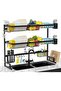 3 Layer Stainless Steel Kitchen Rack Dish Organizer Drying Rack Above Sink Drain Rack Kitchen Storage Countertop Utensil Holder
