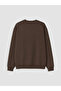 Vizyon New Season Brown Crew Neck Men's Thick Sweatshirt - 7