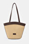 Bag Women's Tote Bag Shoulder Bag Straw Bag Summer Large Handbag Leather Celeste Brown