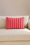 Red and Pink Striped Throw Pillow Cover with Red Piping - 7