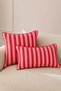 Red and Pink Striped Throw Pillow Cover with Red Piping - 5