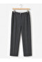 Gray Classic Women's Trousers with Elastic Waist Detail