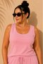 Women's Plus Size Sleeveless Square Neck Shorts Elastic Waist Pocketed Athlete Shorts Modal Stretchy 2-Piece Set - 2