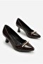 83541 Yanki Comfortable Stone Buckle Accessory 6 cm Heel Height Pointed Toe Women's Shoes