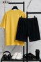 Bklyn Printed Oversized Unisex T-Shirt & Black Shorts Set - 2