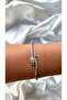 Women's Silver Color Stone Snake Model Handcuff Bracelet - 2