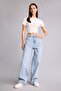 100% Cotton Wide Leg High Waist Light Indigo Trousers H6905Ax26Au - 2