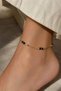 Gold Color Navy Blue Bead Detailed Steel Anklet – Adjustable Elegant Women's Anklet - 3