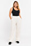 Women's Plus Size Beige, Elastic Waist, Pocketed, Relaxed Fit Pants 65N39459