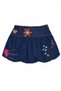 Girl's Heart and Flower Embroidered Elasticated Denim Skirt 2-8 Years Old Multicolor