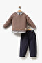 Boy's Knitwear Sweater Checkered Shirt Trousers 3-Piece Set 9105 Spr - 6