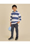 Boys White Striped Hooded T-Shirt - 2