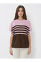 Women's Striped Short Sleeve Knit Sweater