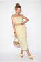 Women's Yellow Linen Lace Detailed Strappy Crop Blouse Tie-Up Pareo Skirt Set 1099 60286433 - 5