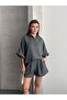 Women's Oversize Shirt Shorts Set Summer Linen Look Comfortable Fit Two-Piece Set - 2
