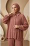 Bürümcük Fabric Ruffled Hijab Double Set 13250-05 Dusty Rose - 4