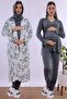 Hijab-Friendly Soft Textured Cotton Robe Maternity Pajama Set Effortt - Smoked