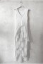 Italian White V-Neck Sleeveless Lined Washable Segmented Collar Sequined Silk Woven Dress 120 60 - 2