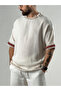 Sleeve Detailed Design Beige Buldan Men's T-Shirt Coc3277 - 2