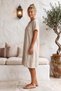Beige Lace Collar Short Sleeve Lined Skirt Embroidered Casual Cotton Woven Dress 102 55 - 3