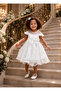 Girl's White Color Dress with Ribbon - 2