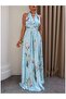Halter Neck Open Back Floral Dress - 3