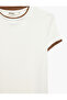 Modal Ribbed Fabric Color Contrast Short Sleeve Layered Crew Neck T-Shirt - 7